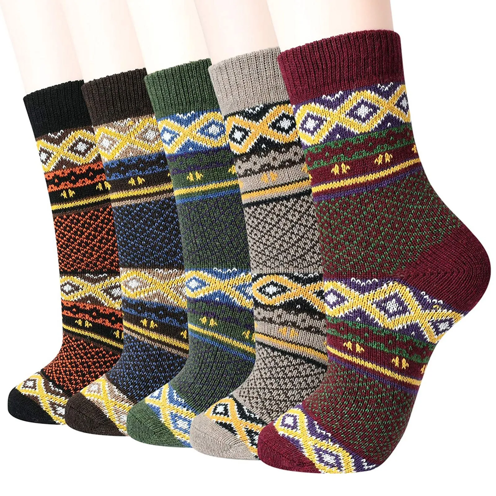 

5 пар, носки для женщин носки фасонное пальто с модным принтом хлопковая уличная средней длинны, без пятки, носки для осени и зимы сохраняющи...