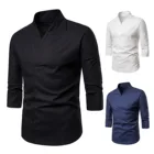 Новинка 2021, Мужская футболка для фитнеса, пуловер с воротником-стойкой и рукавами три четверти, Мужская Уличная футболка, футболка оверсайз