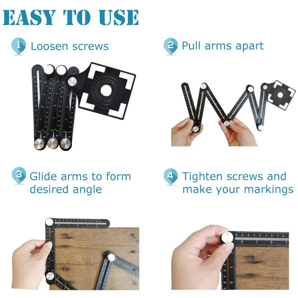 

Universal Opening Locator Tile Hole Tool Masonry Glass Fixed Angle Measuring Ruler Universal Angular Multifunction Fold Ruler