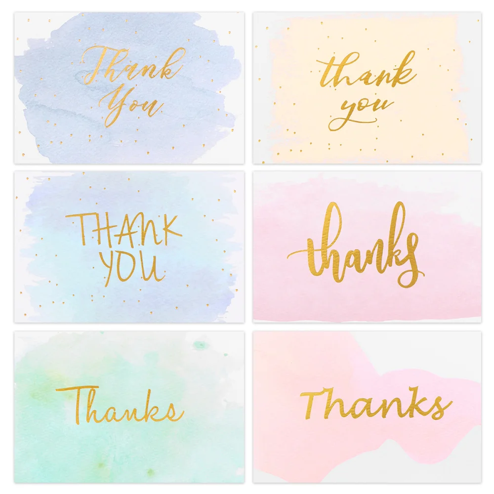 

Partykindom 48PCS Birthday Thank You Greeting Cards with 48PCS Envelopes Bronzing Greeting Decorative Invitation for T