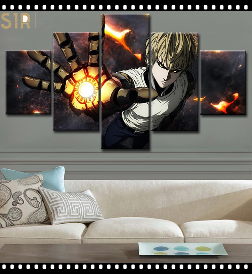 

Saitama Wall Art 5 Pieces Canvas Painting One Punch Man Poster Pictures Home Decor Living Room HD Printed Game Poster Anime