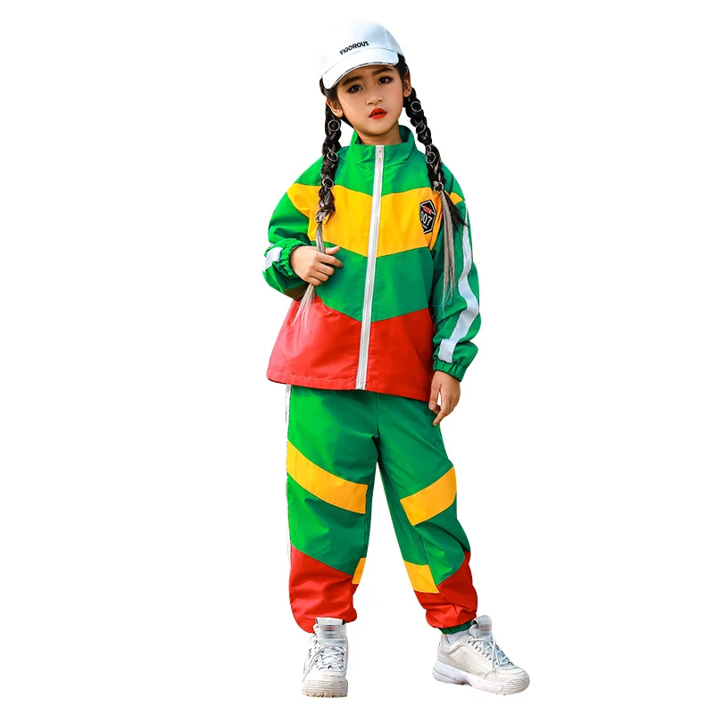 

Children Loose Hip Hop Clothing Autumn Winter Jacket Pants Suit Boys Hiphop Show Costume Girls Jazz Modern Dance Wear