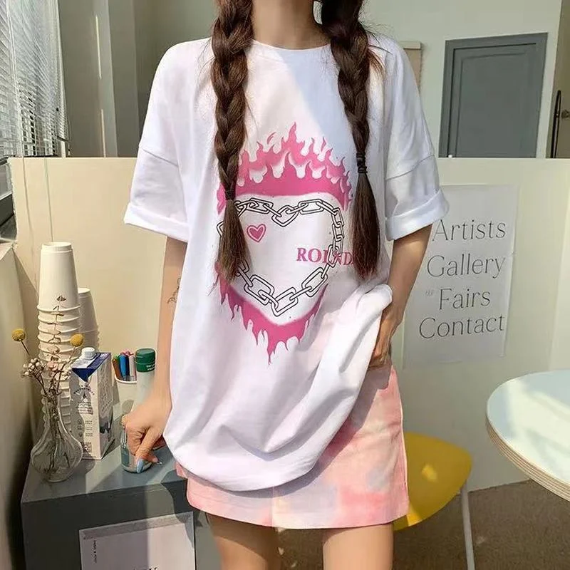 

Bear Short-sleeved T-shirt Women Summer 2021 New Loose Half-sleeved Top Short Sleeve Tops for Girls Kawaii Clothes