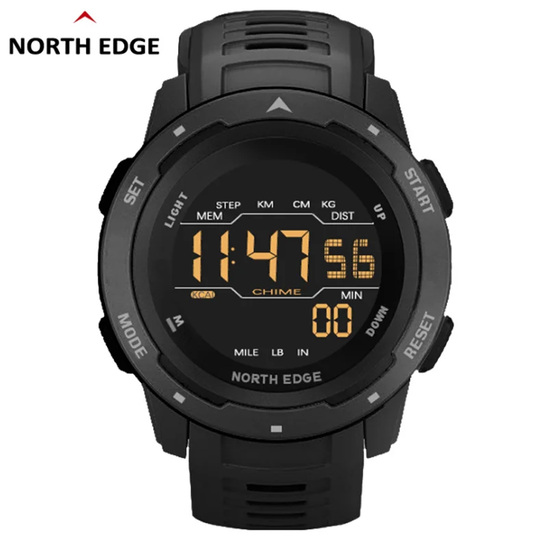 Dual Time Pedometer Digital Alarm Countdown Waterproof 50m