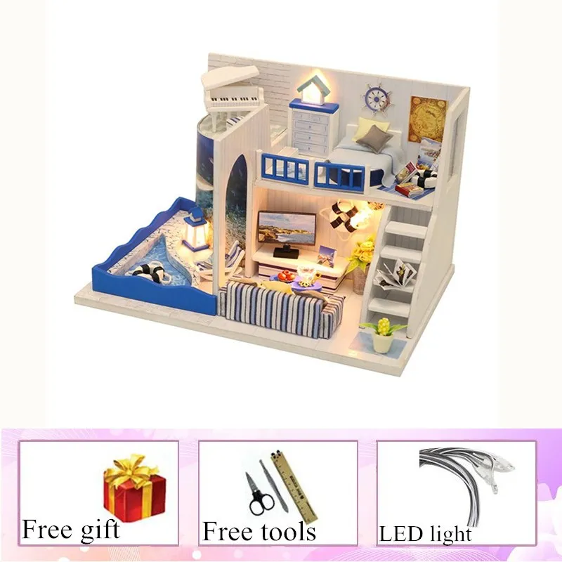 3D кукольный домик деревянные миниатюры diy крошечные Кукольный дом мебель набор игрушек для детей casette in legno casas en miniatura - Цвет: doll house