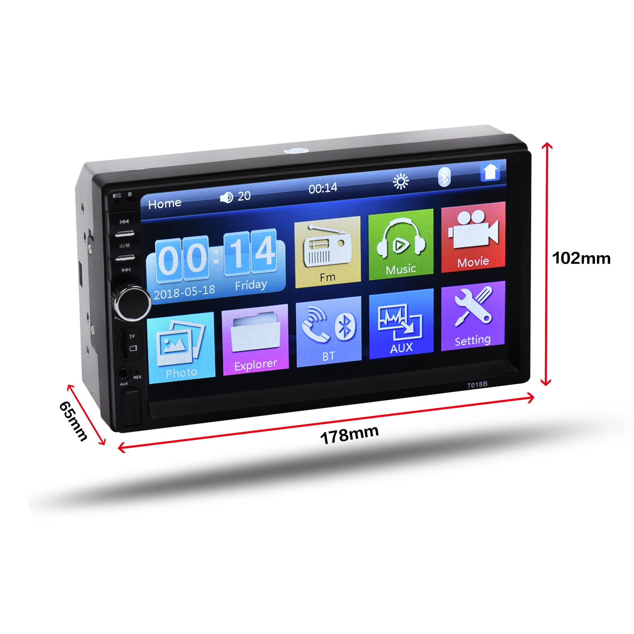 Автомагнитола 2 Din MP5 с сенсорным экраном 7 ''HD Bluetooth