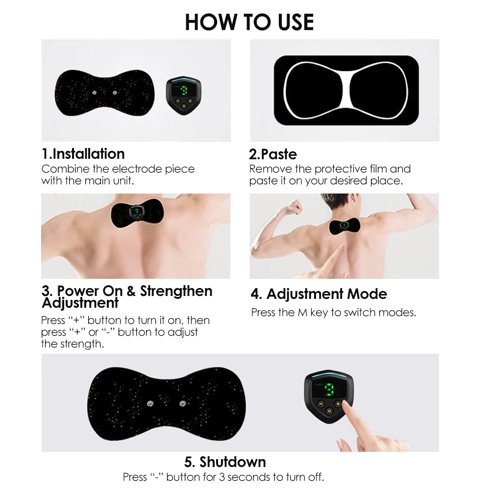 Массажер для тела беспроводной АБС стимулятор мышц умный цифровой массажер шеи