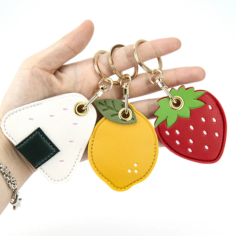 

Strawberry Fruit Access Control Card Protective Cover Leather Cartoon Water Drop Cute Gift Personality Creative Keychain