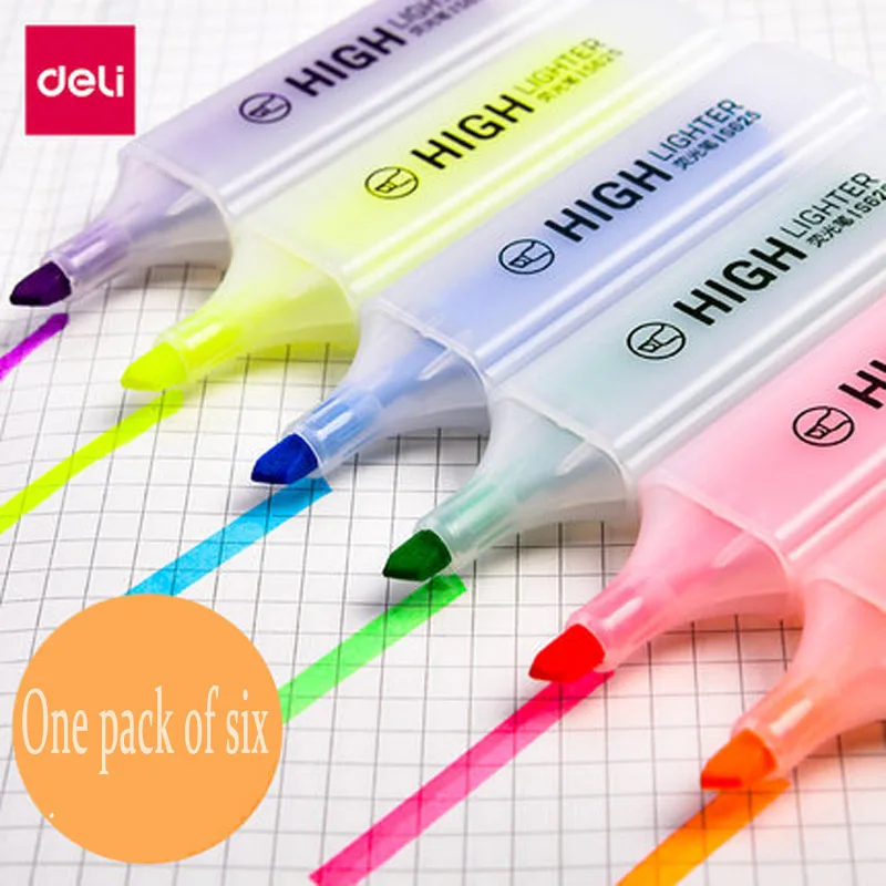 

6pcs/lot Deli Candy color marker student painting pen marker highlighter office school supplies wholesale