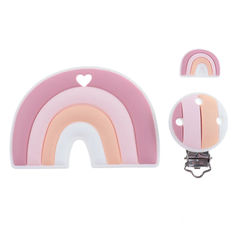 Mordedor de silicona para beb&eacute;s, cadena de chupete, accesorios para el cuidado de los dientes, regalos de Baby Shower, sin BPA, 10 piezas-4