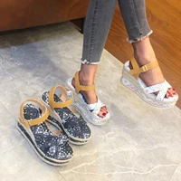 womens sandals summer new fashion thick bottom slope heel color matching sandals plus size european leisure comfort shoes