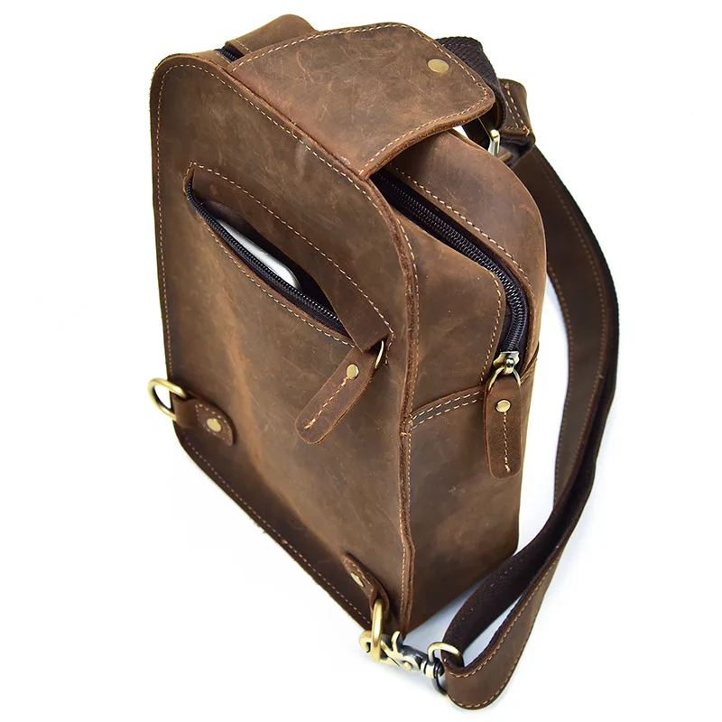 Роскошная дизайнерская мужская кожаная нагрудная сумка из натуральной кожи