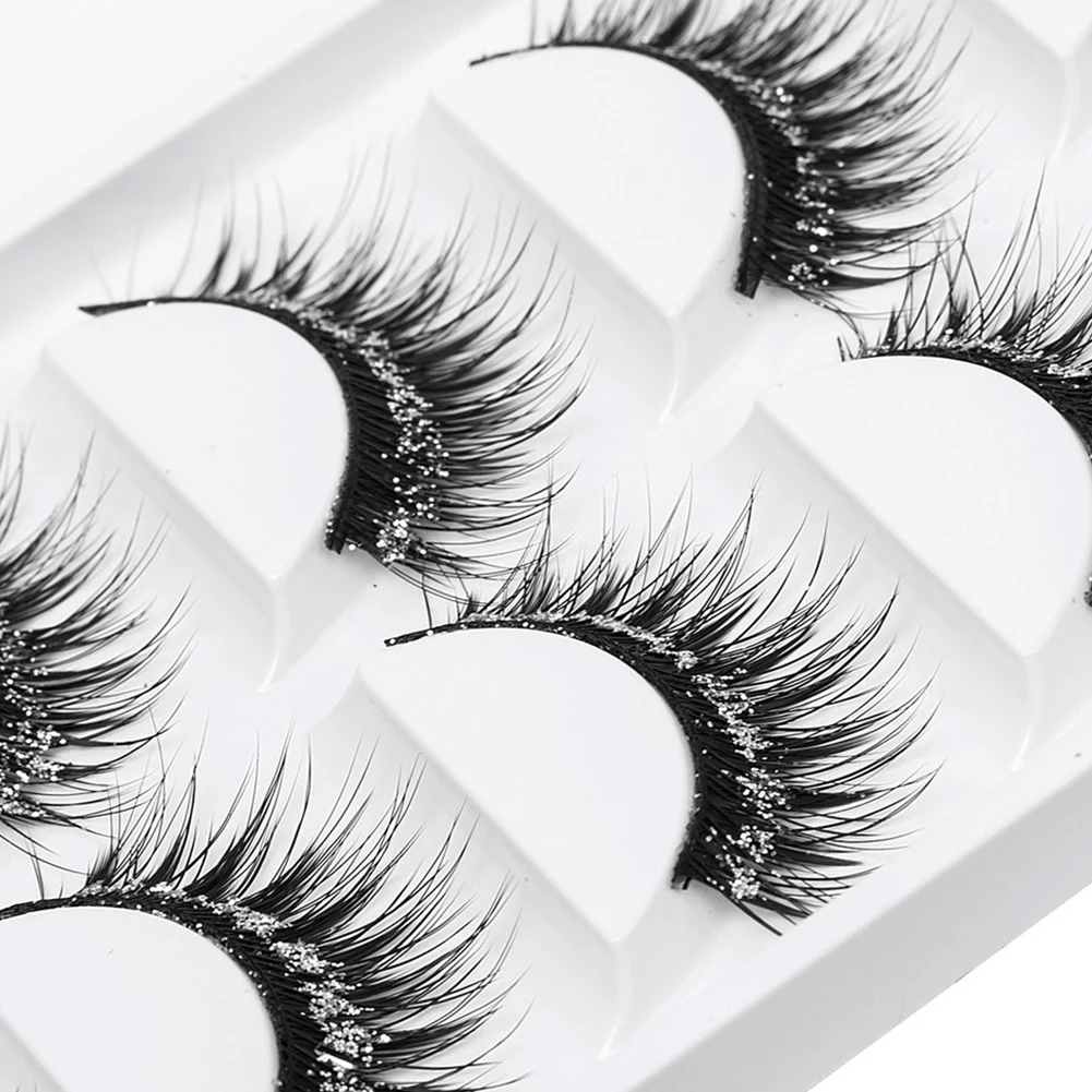 5 пар Длинные Густые блестящие Искусственные ресницы Косметика Инструмент для