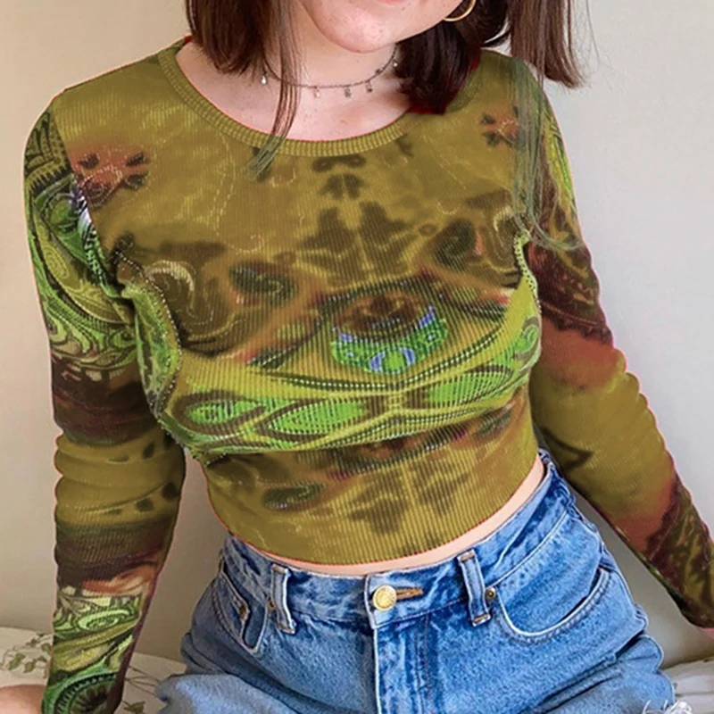 

Autumn and Winter New Retro Women's Sexy Slim-fit Hot Girl Tops Millennial Style Y2K Base Long-sleeved T-shirt Women Clothes