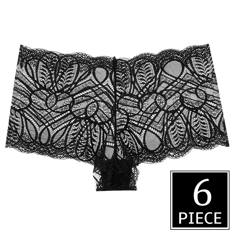 

6pcs Women's Underwear Lace Panties Sexy Lingerie Casual Briefs Set Seamless Boyshort Female Underpants Lace Thong Intimates