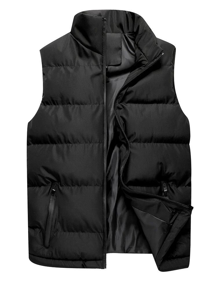 

2020 Men's Autumn Winter men Zipper Fashion Pure Color Waistcoat Vest Jacket Down Coat coats Outwear warm men QAT256