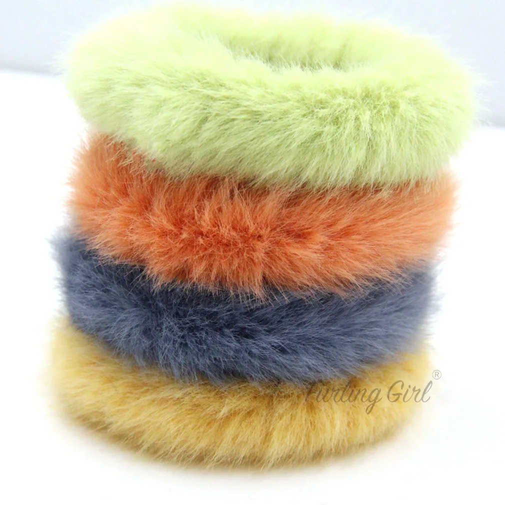 Pack of 2 Faux Mink Fur Elastic Hair band Winter Candy Color Scrunchies Macaron Tie | Scrunchie