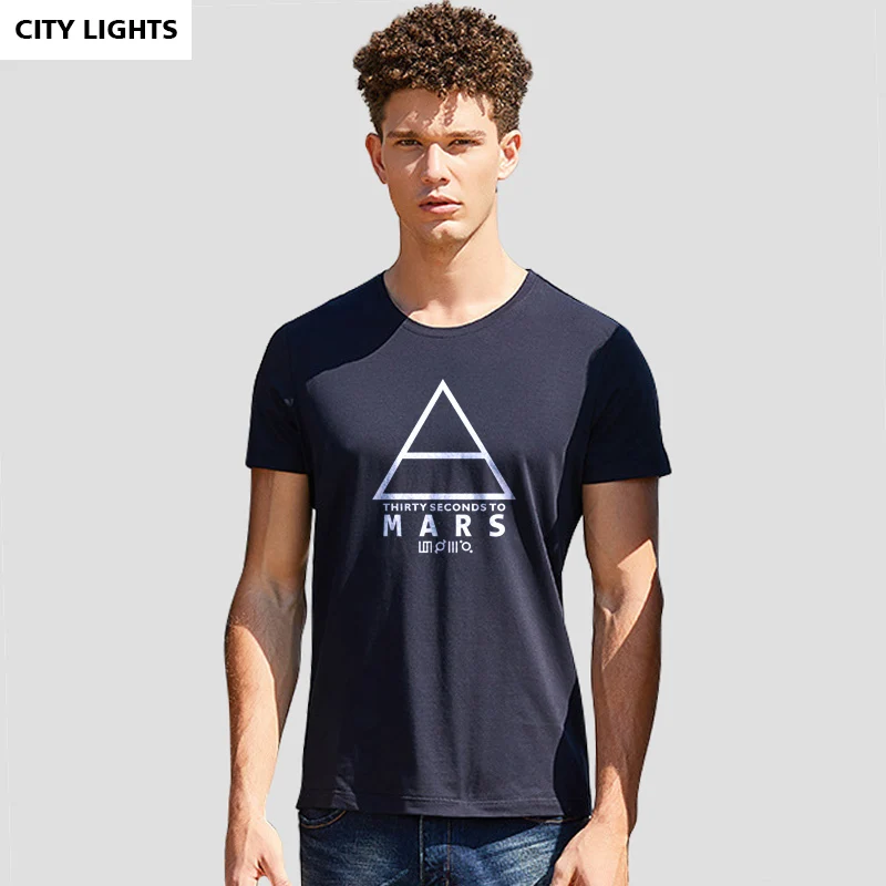 

Men On His Face Is a Map of The World T-Shirt Short Sleeve Cotton Rock Band Tops Summer Thirty Seconds To Mars Print T Shirts