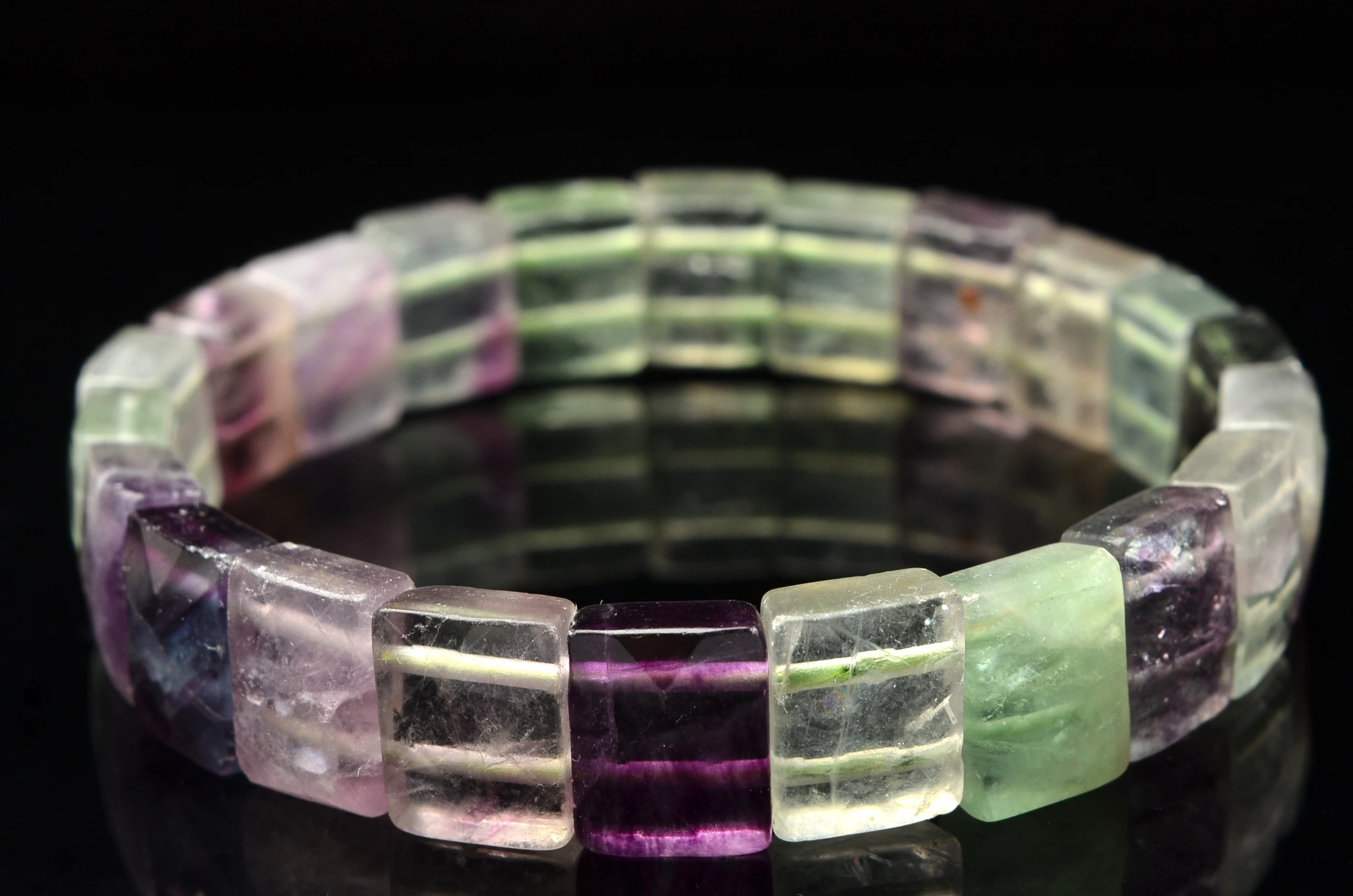 

Natural fluorite 13x10mm The surface of the cut Exquisite bracelet