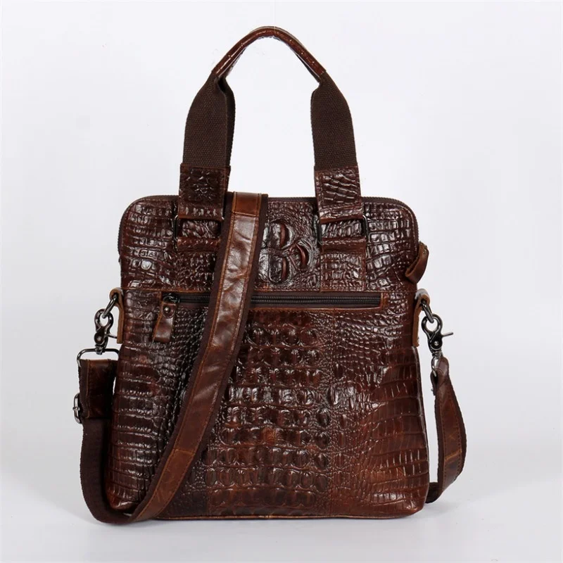 Мужская кожаная сумка с тиснением деловая сумка-мессенджер на одно плечо