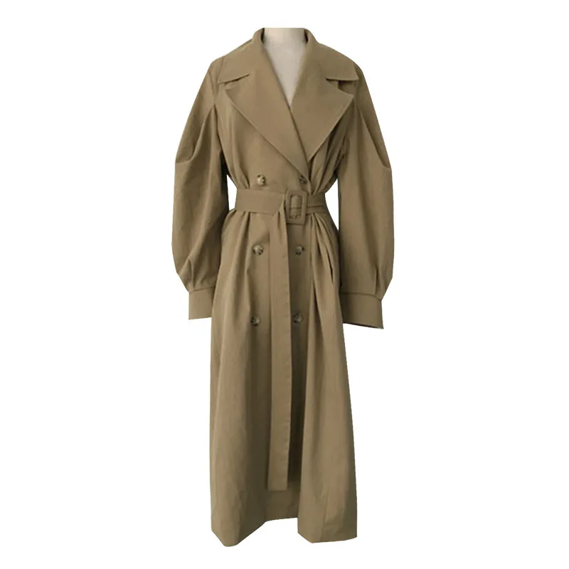 Женский Британский двубортный узкий длинный плащ пальто ветровка Стильная мода