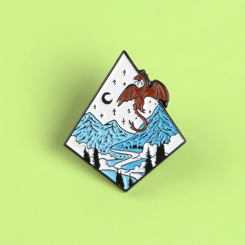 

1pcs Moon Star Mountain Peak Dragon Enamel Pins Personality Badge Collection Send Friend Gift Brooch