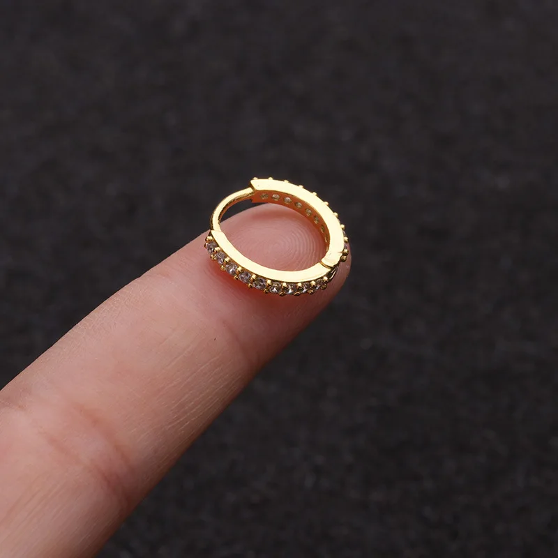Gold 10mm 1 шт. 6 мм/8 мм/10 мм CZ хряща серьги для ушей для женщин Простые радужные Бохо классические маленькие серьги шпильки тонкие обручи подарок - Окраска металла: Gold 10mm