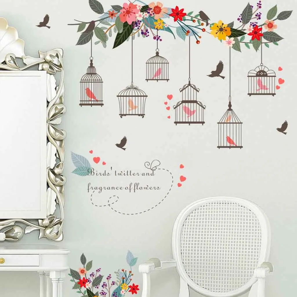 Сделай Сам птичья клетка съемная Современная фотонаклейка для дома роспись