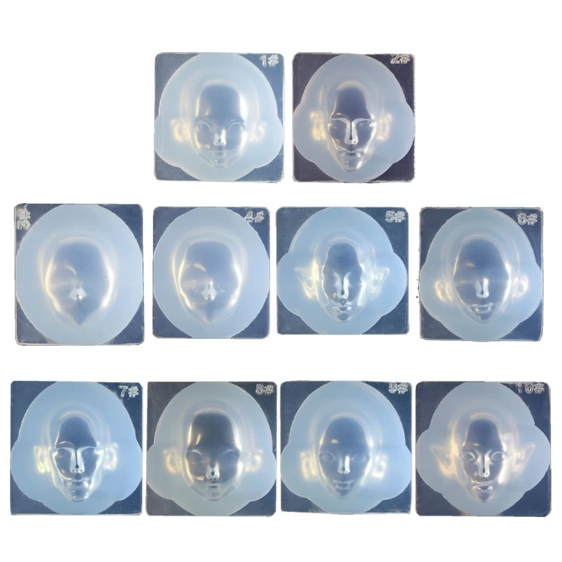 

10 Pcs Human Face 3D Doll Epoxy Resin Mold Aromatherapy Plaster Silicone Mould DIY Crafts Ornaments Decorations Casting Tool