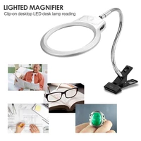 magnifier clip on lighted table desk led clamp lamps 2x 5x magnifying glass read analysis optical instruments supplies