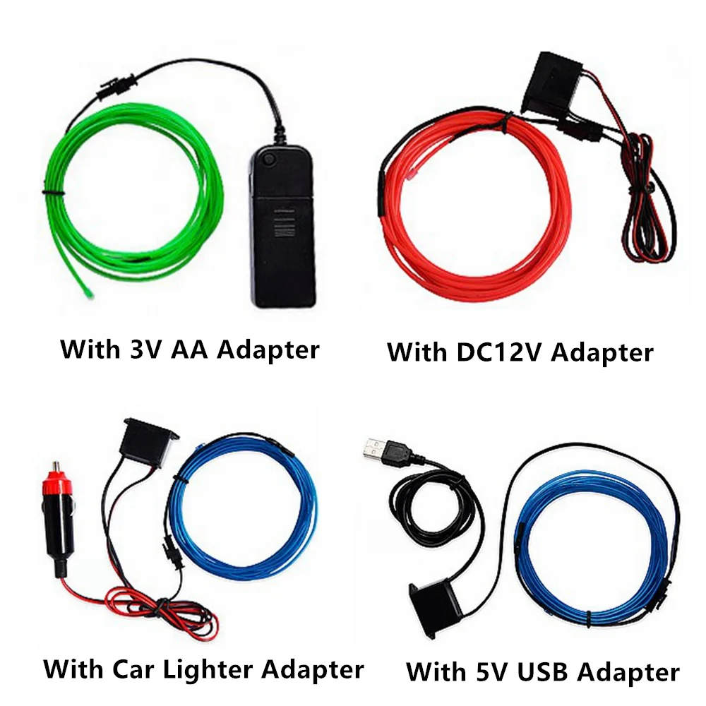 DC 3V AA Battery 5V USB 12V Power Supply Adapter Driver Controller Inverter For 1-5M  El Wire  Atmosphere Decor Flexible Neon images - 6
