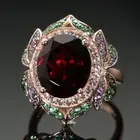 Кольца женское Кольцо парные Необычные кольца с цветами и кристаллами, Женское кольцо в стиле ретро с красным цирконием, женское ювелирное изделие в эстетике, модные аксессуары из розового золота, отличный подарок