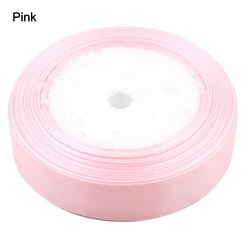 Light pink 2 рулона/Лот 50 ярдов(44 м) Шелковая атласная лента для украшения свадебной вечеринки подарочная упаковка Riband bowknot логотип на заказ - Цвет: Light pink