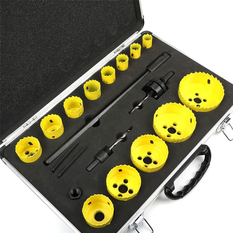 19Pcs Bi-Metal Hole Saw Kit Drill Bits Cutter for Woodworking Hole Opener