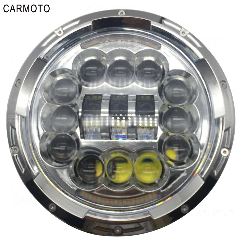 1pcs 7 Inch DOT SAE E9 Motorcycle Headlamp with angle eye Led Headlight 7inch housing bucket trim ring for Touring Electra Glide