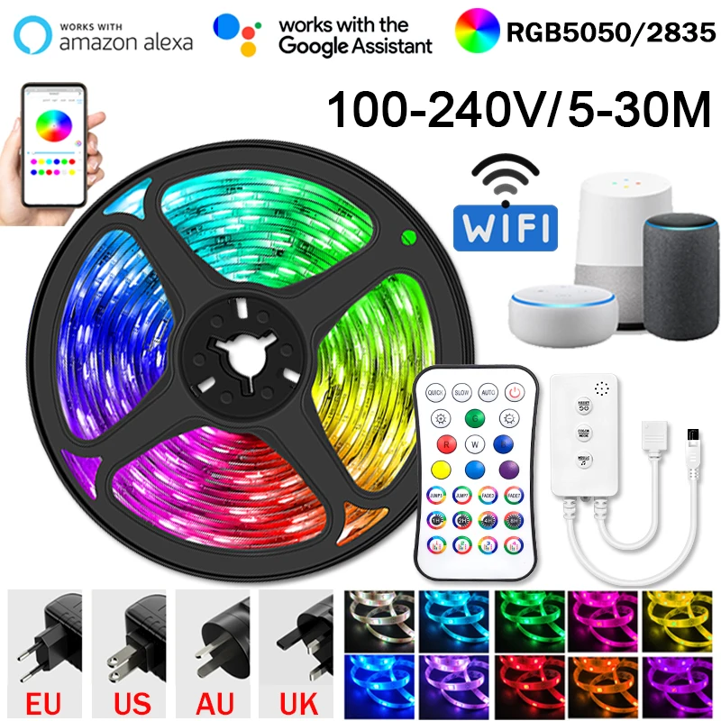 Светодиодная лента с Wi Fi светодиодная лампа RGB 5050 SMD 2835 гибкая водонепроницаемая