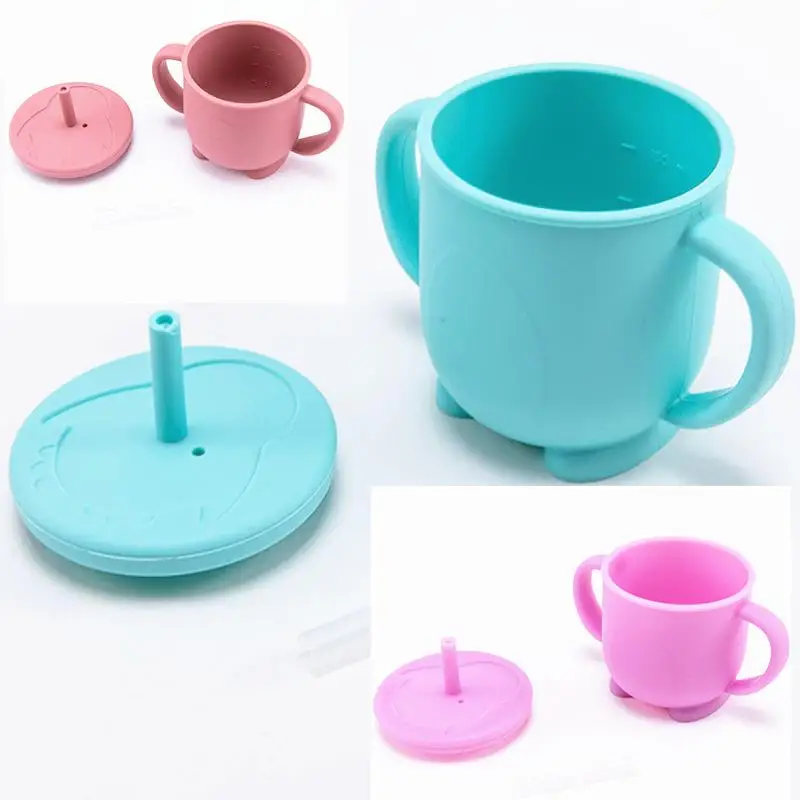 

Силиконовые чашки для питья, герметичные, с защитой от падений и удушками силиконовые чашки, детские чашки для питья с соломинкой