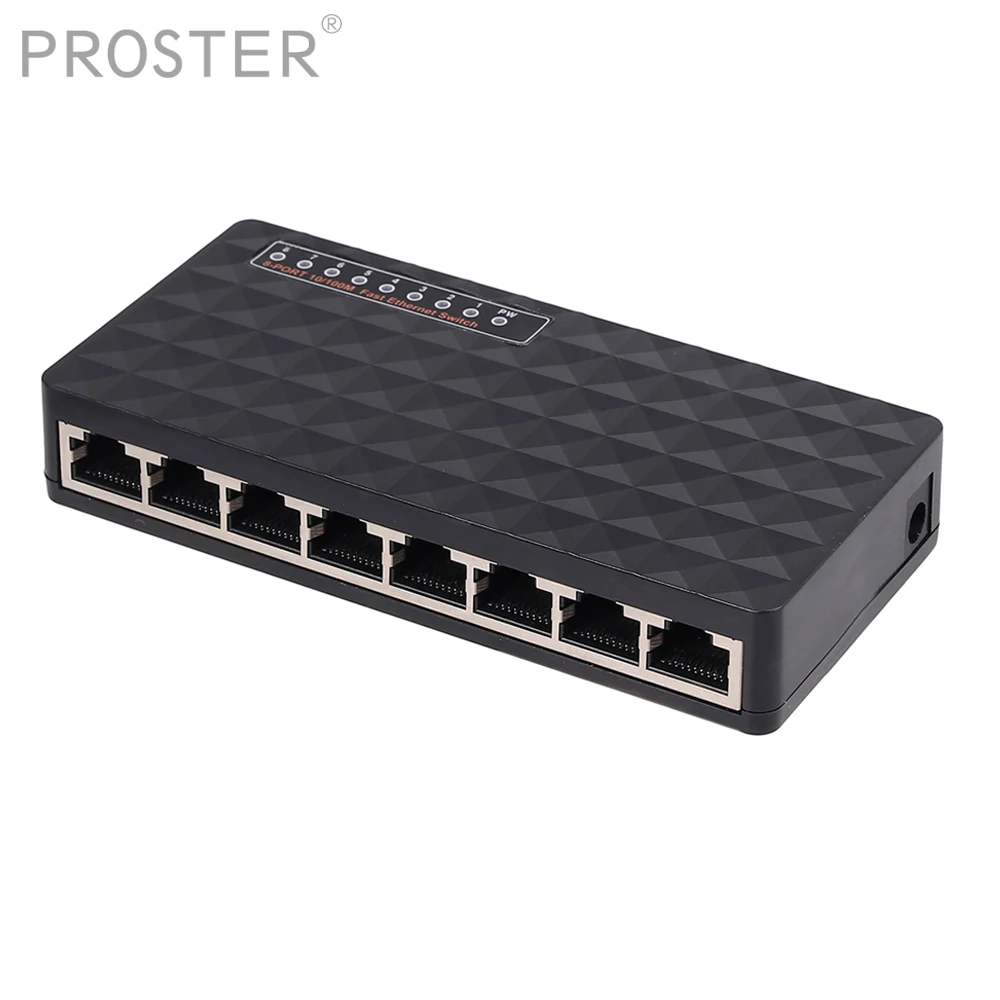 Proster 8 портов для мини коммутатора Ethernet концентратора DSL LAN 10 100 Мбит/с настольный