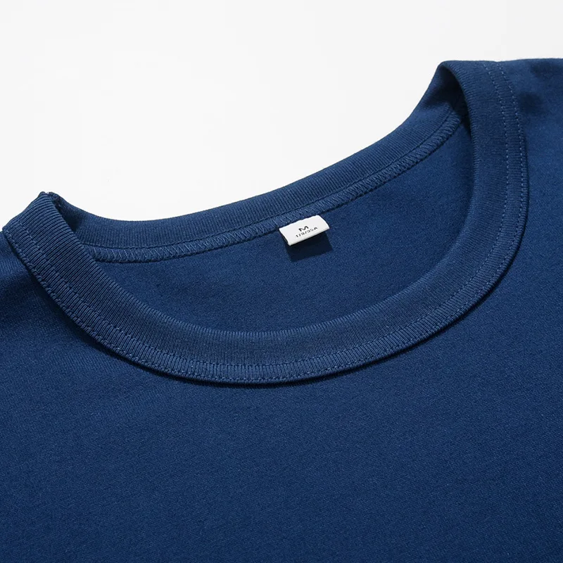 

2021 Summer Double Yarn Cotton Round Neck Roll Neck Short Sleeve Blank T-Shirt