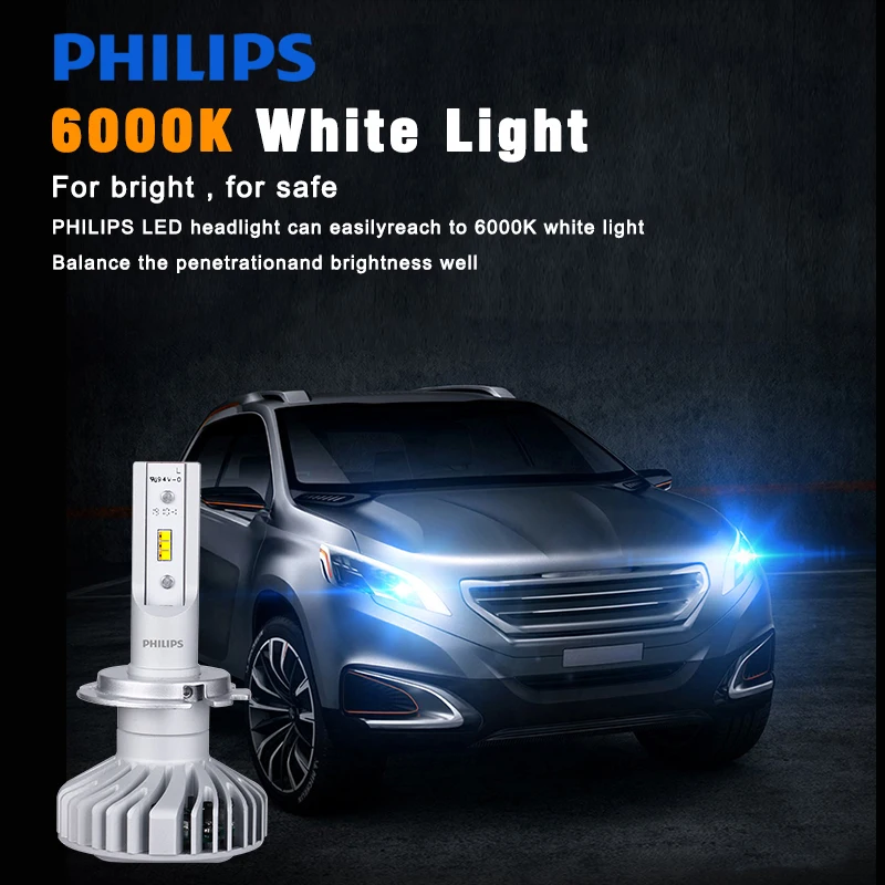 Philips светодиодный H7 H4 Ultinon Эфирное G2 комплект 6000K 12V H11 H8 9005 9006 9012 HB3 HB4 H1R2 автомобиля