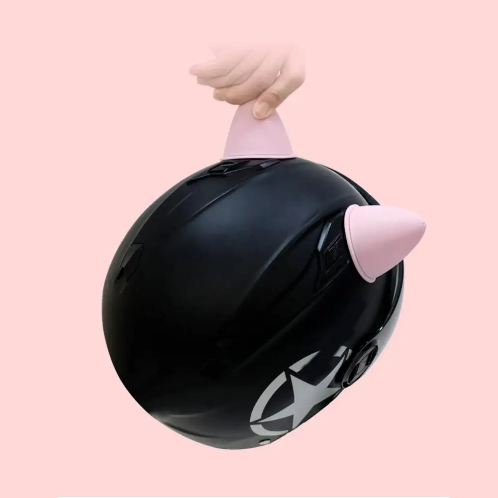 Kecil 2 Buah Perekat Silikon Helm Telinga Kucing Ornamen Aksesori untuk Motor Topi Hitam Lembut Stiker Sepeda Stiker