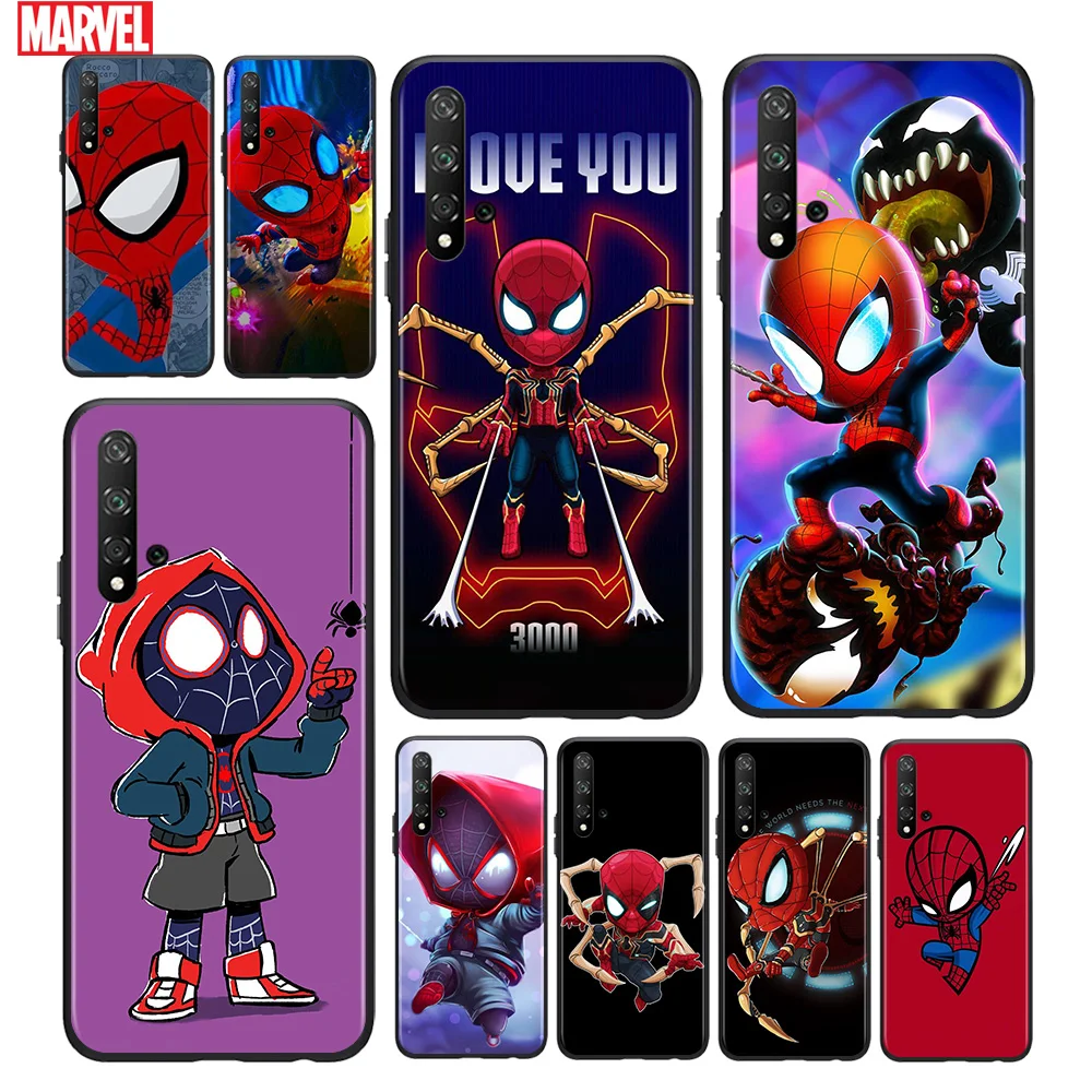 

Marvel Cute Spiderman For Huawei Honor 10 20 30 10i 20i 30i 10X V20 V30 20S 30S 30i X10 Pro Plus Lite Black Soft Phone Case