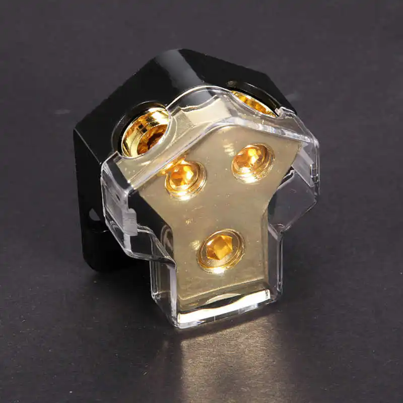 

2-way Car Audio Power Distribution 1*1GA In 2*4GA Out Block Splitter Audio Amplifier Modified Ground Box Aud WH Car Accessories