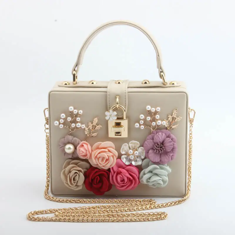 Женская сумка через плечо с цветочным принтом и бусинами | Багаж сумки