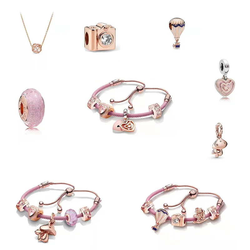 

2022 new original Pandora 925 sterling silver ladies jewellery passionate bracelet set DIY high-end designer made beaded accesso