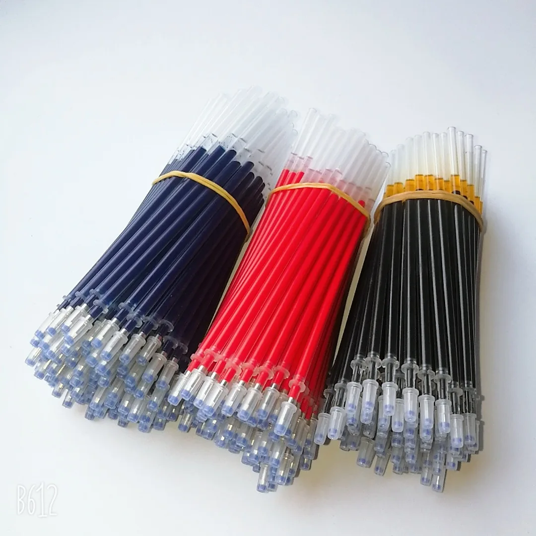 100 Pcs Red Black Blue Gel Pen refills Ball Pen Replacement Core Pen Core 0.5mm