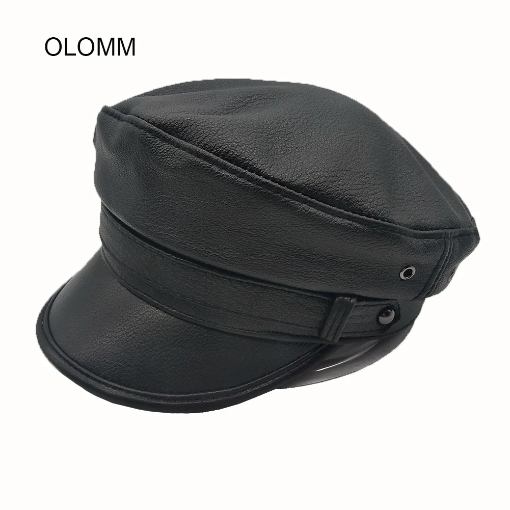 Мужская кепка из натуральной кожи в стиле милитари шапка для мальчиков с