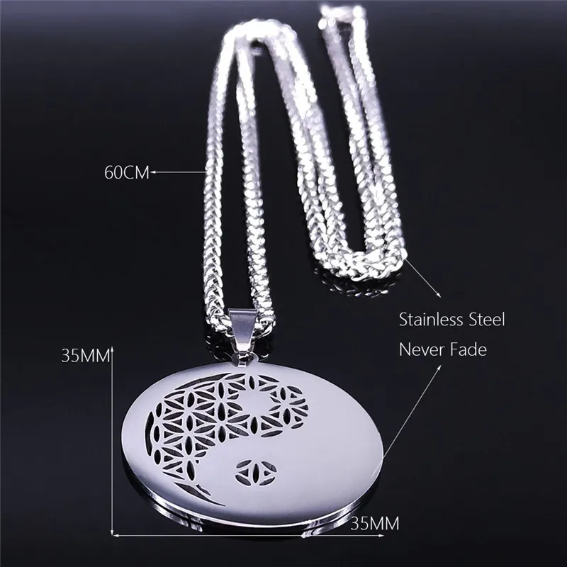 

Yin Yang Gossip Flower of Life Stainless Steel Necklaces Chain Men Pendant Necklace Jewelry acero inoxidable joyeria NXS01