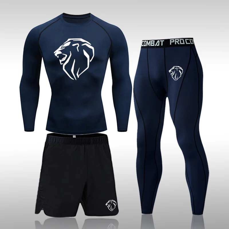 

Мужской спортивный костюм для бега, мужская спортивная одежда для улицы, компрессионный костюм для бега в тренажерном зале, облегающая Спор...