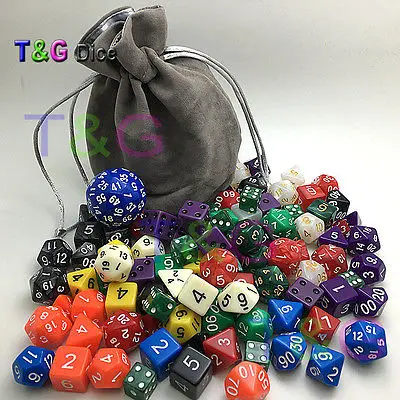 12 наборов 7 + 16d6 мм 16 RPG игральные кости 100 шт бесплатно D60 и бархатная сумка|dice